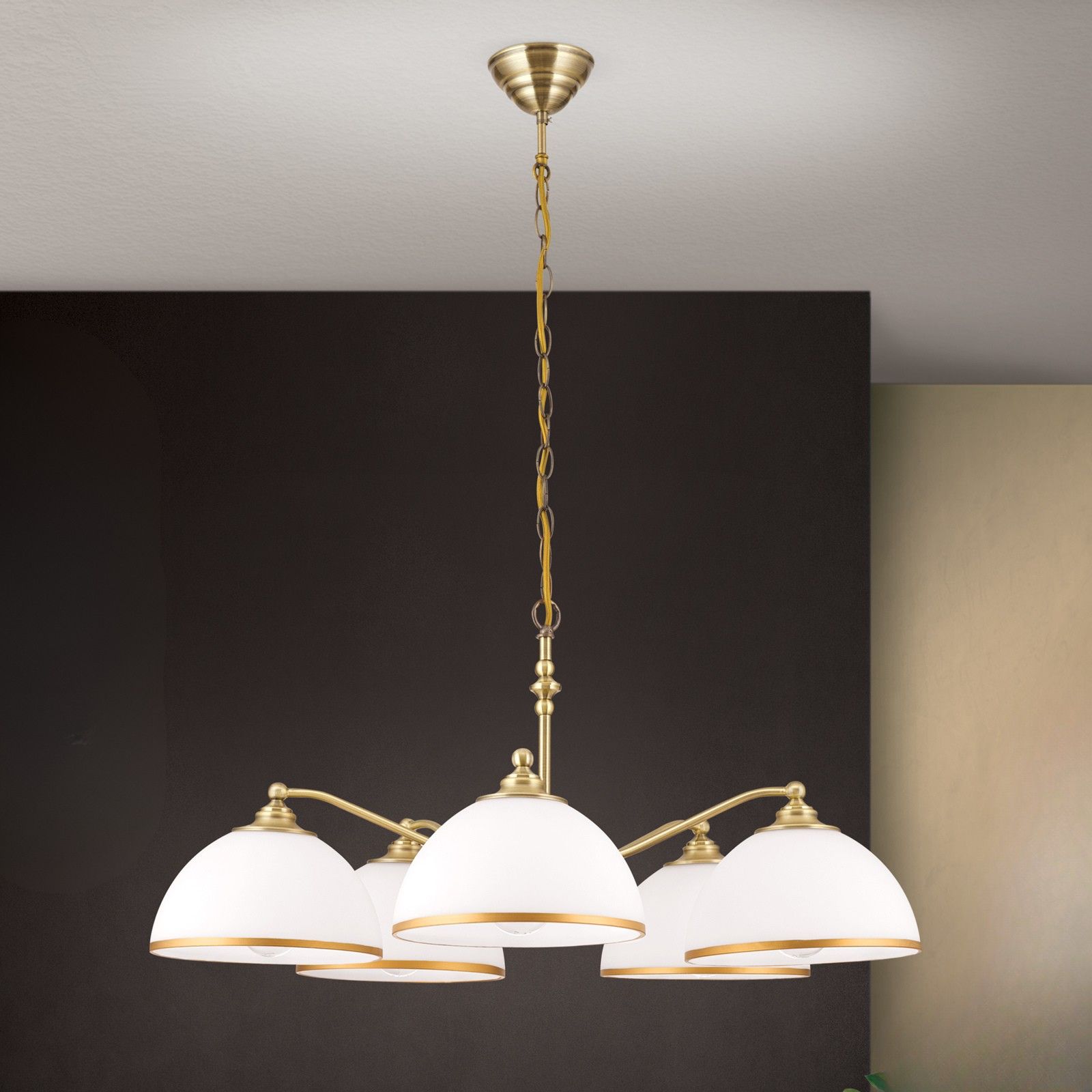 Hängeleuchte OLD LAMP, fünfflammig, Patina