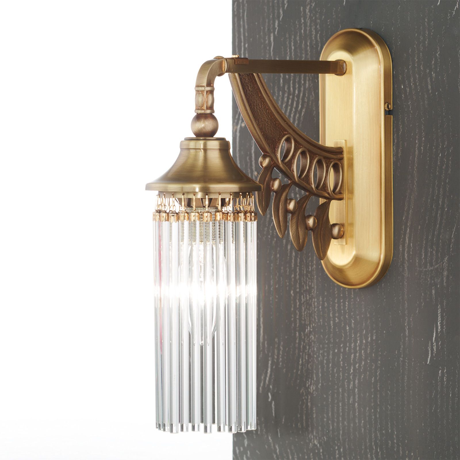 Wall light ADELE, 1-flame, old brass, with glass rods