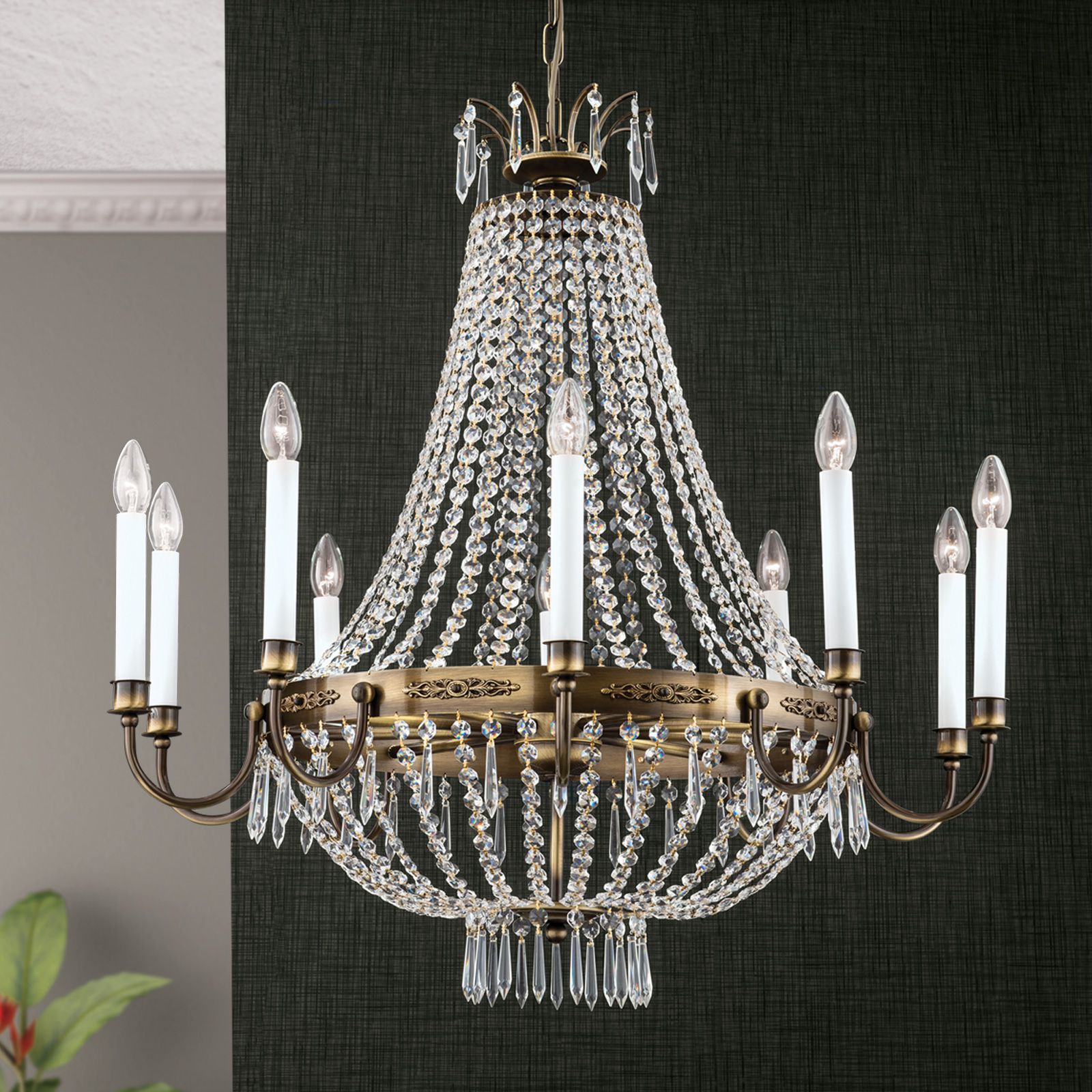 Kronleuchter EMPIRE CRYSTAL, patina, 80 cm