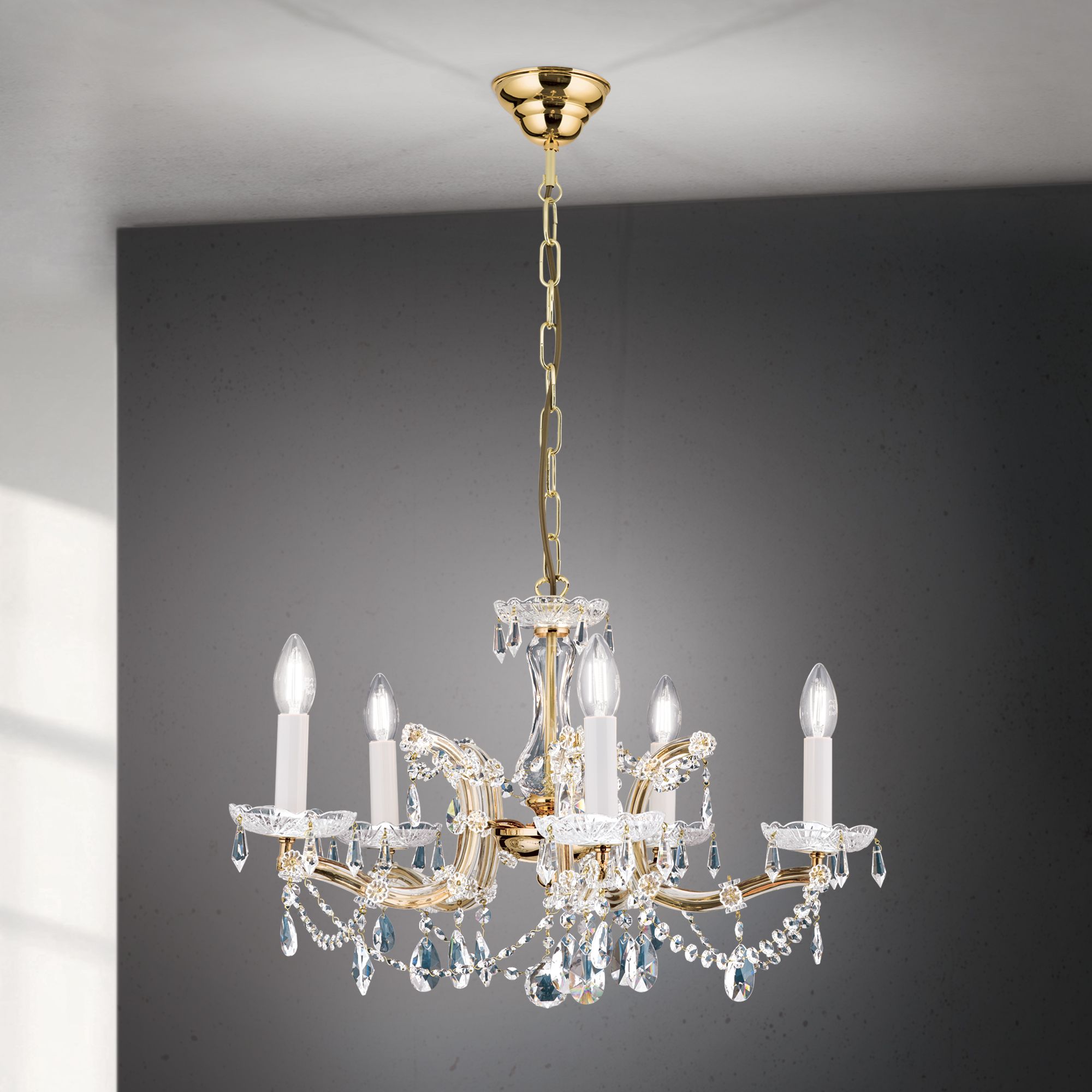 Luster MARIA THERESIA, 5-flammig, gold