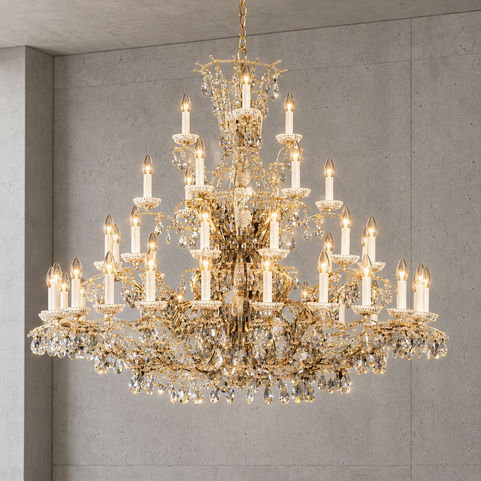 Chandelier HIROHITO, 45-flames, gold