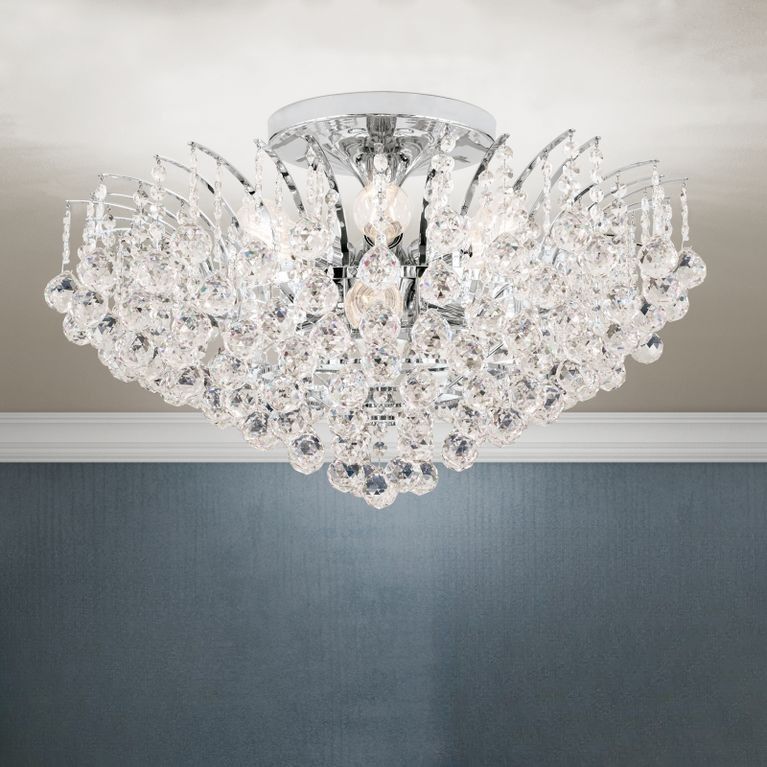 Deckenkronleuchter KRISTALL KLASSISCH, 10-flammig, Chrom