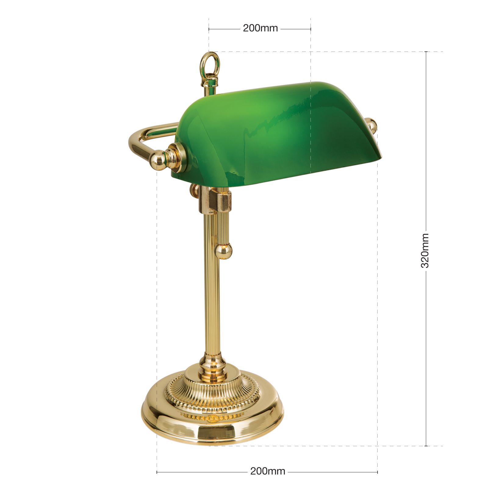 Traditional Brass Bankers Lamp with Green Glass Shade - Class 2