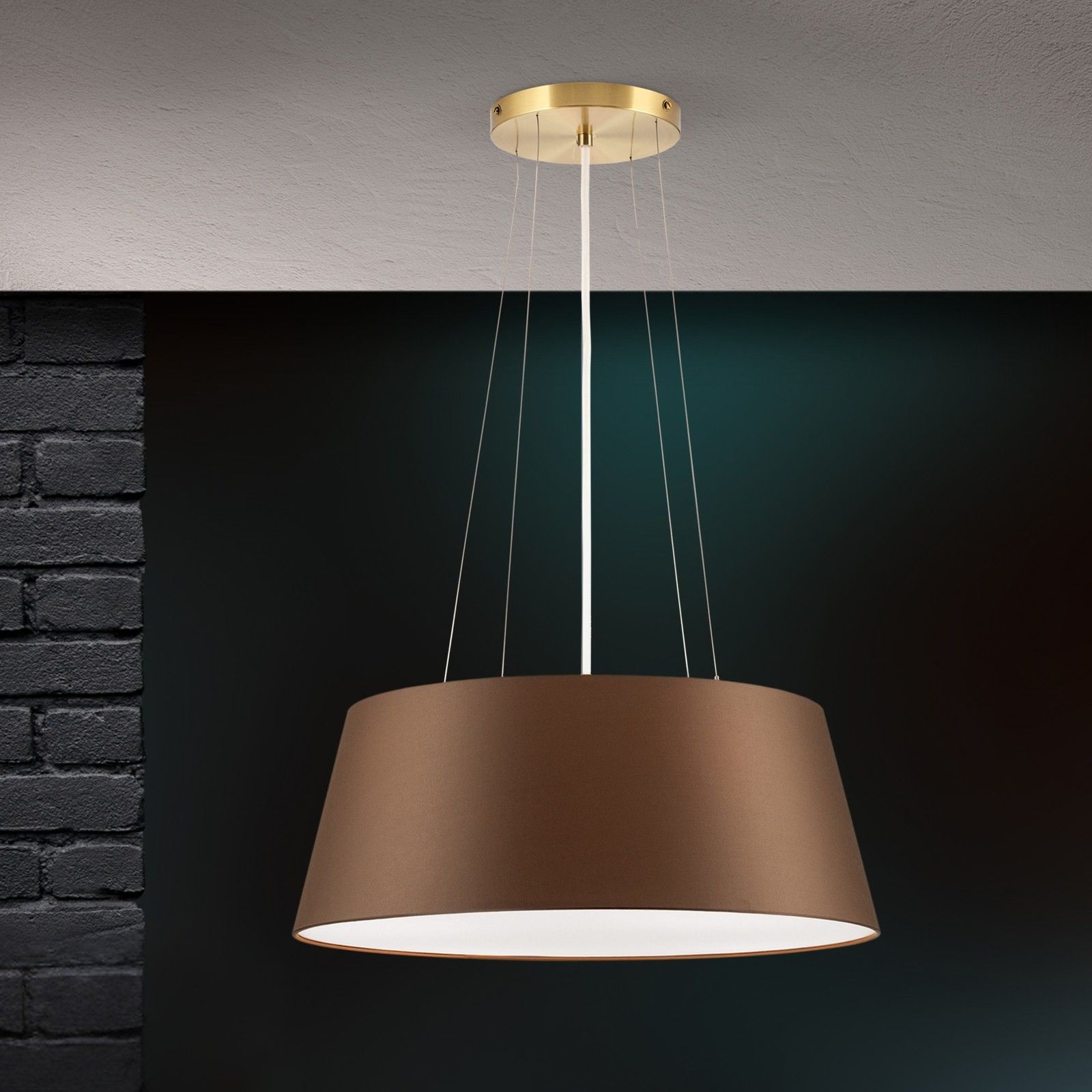 SHADE závěsné světlo, matná mosaz, s kónickým, hnědé stínidlo, Ø 50cm