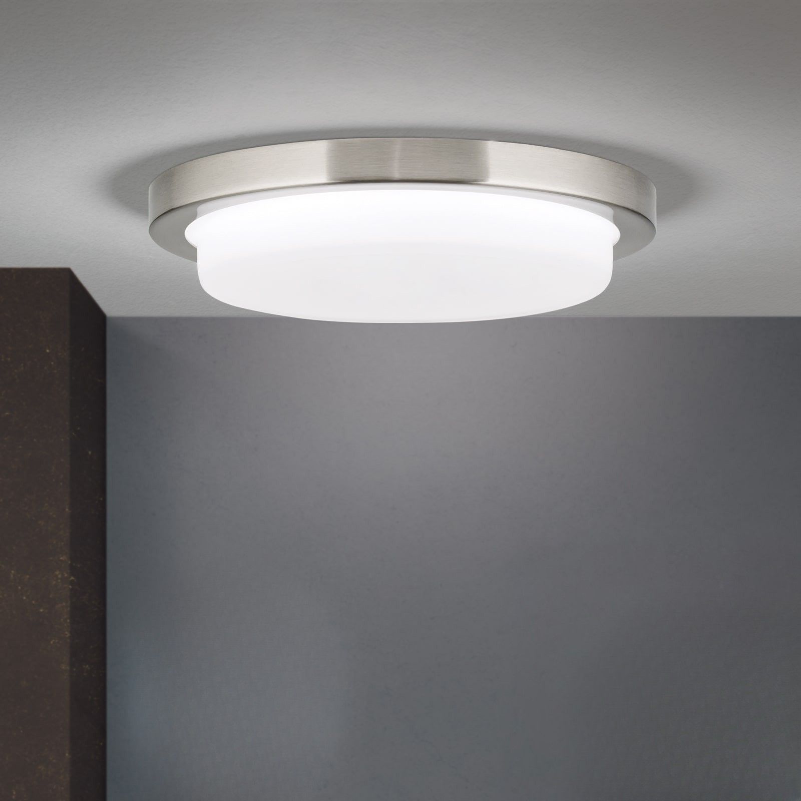 LEROX LED Ceiling Light, satin chrome finish, Ø 20cm