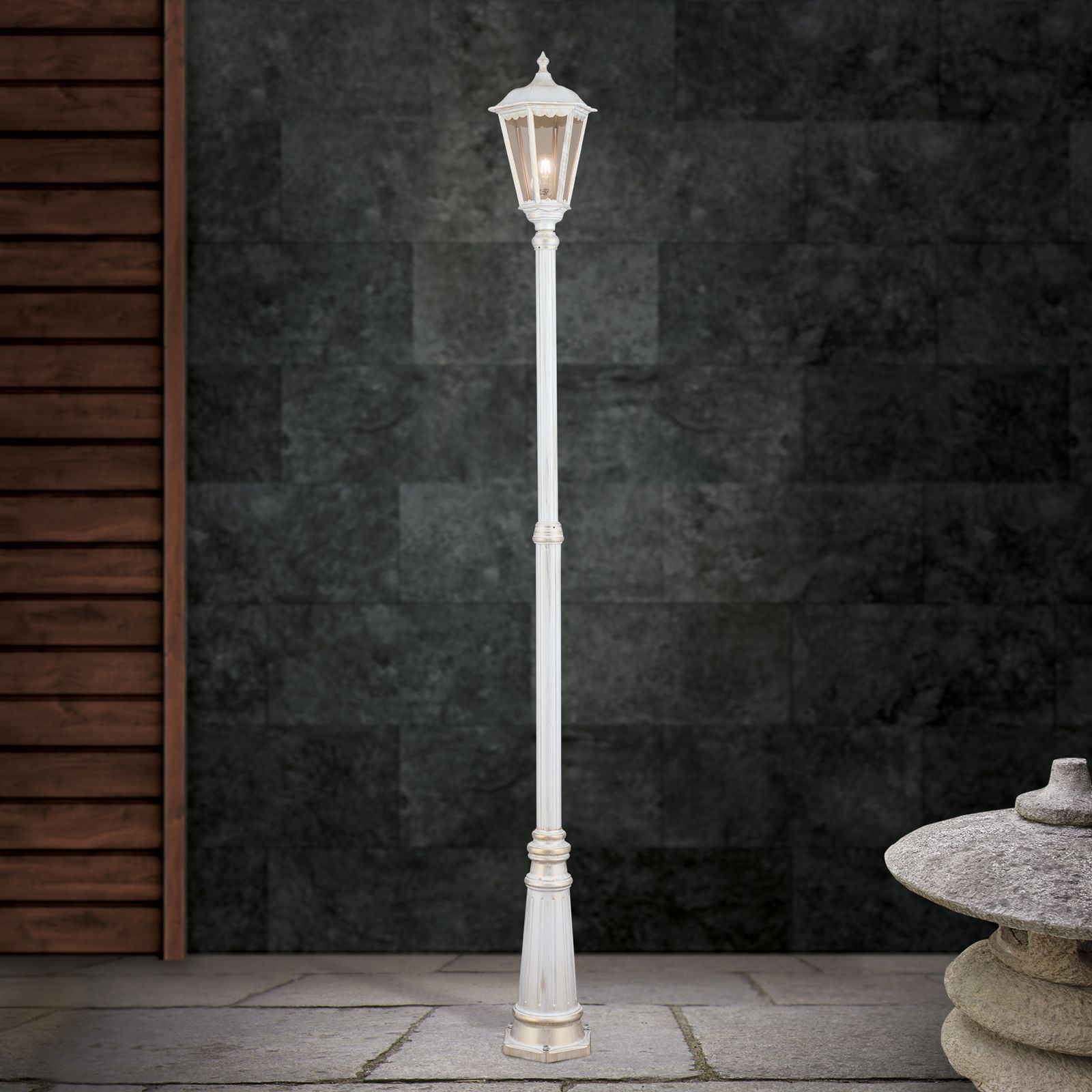 Außenleuchte PUCHBERG, Weiß-Gold, H249cm
