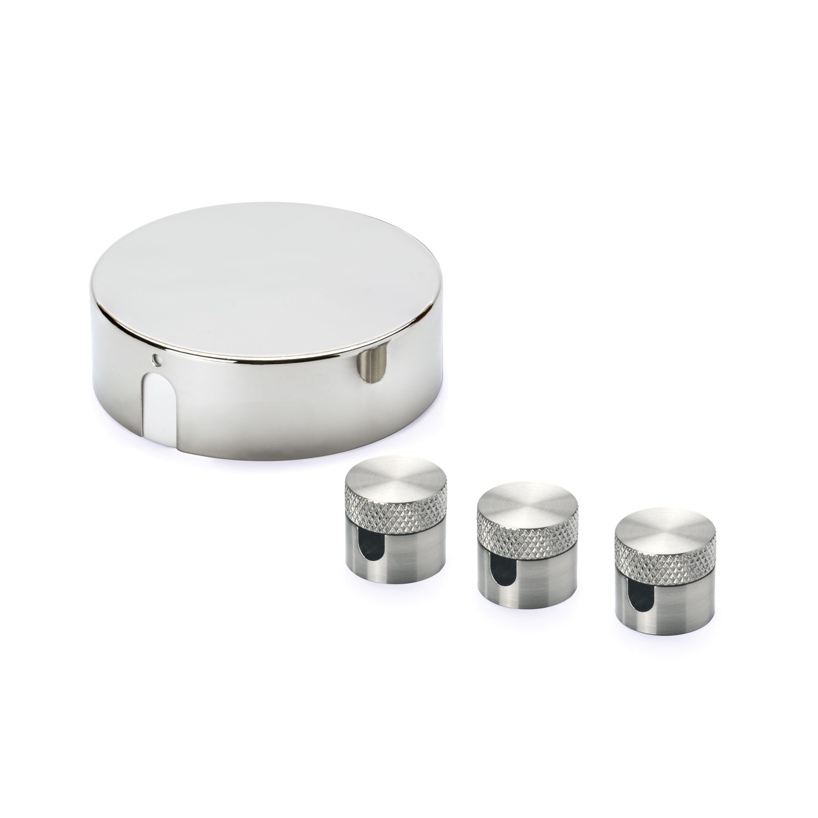 Distribution canopy set incl. 3 ceiling pins, metal, chrome