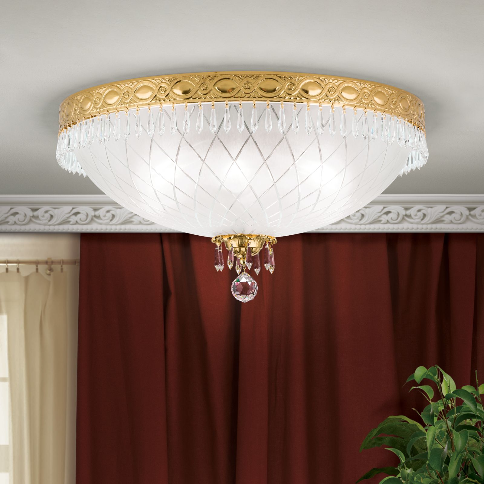 Ceiling light EMPIRE CRYSTAL, gold, 55 cm
