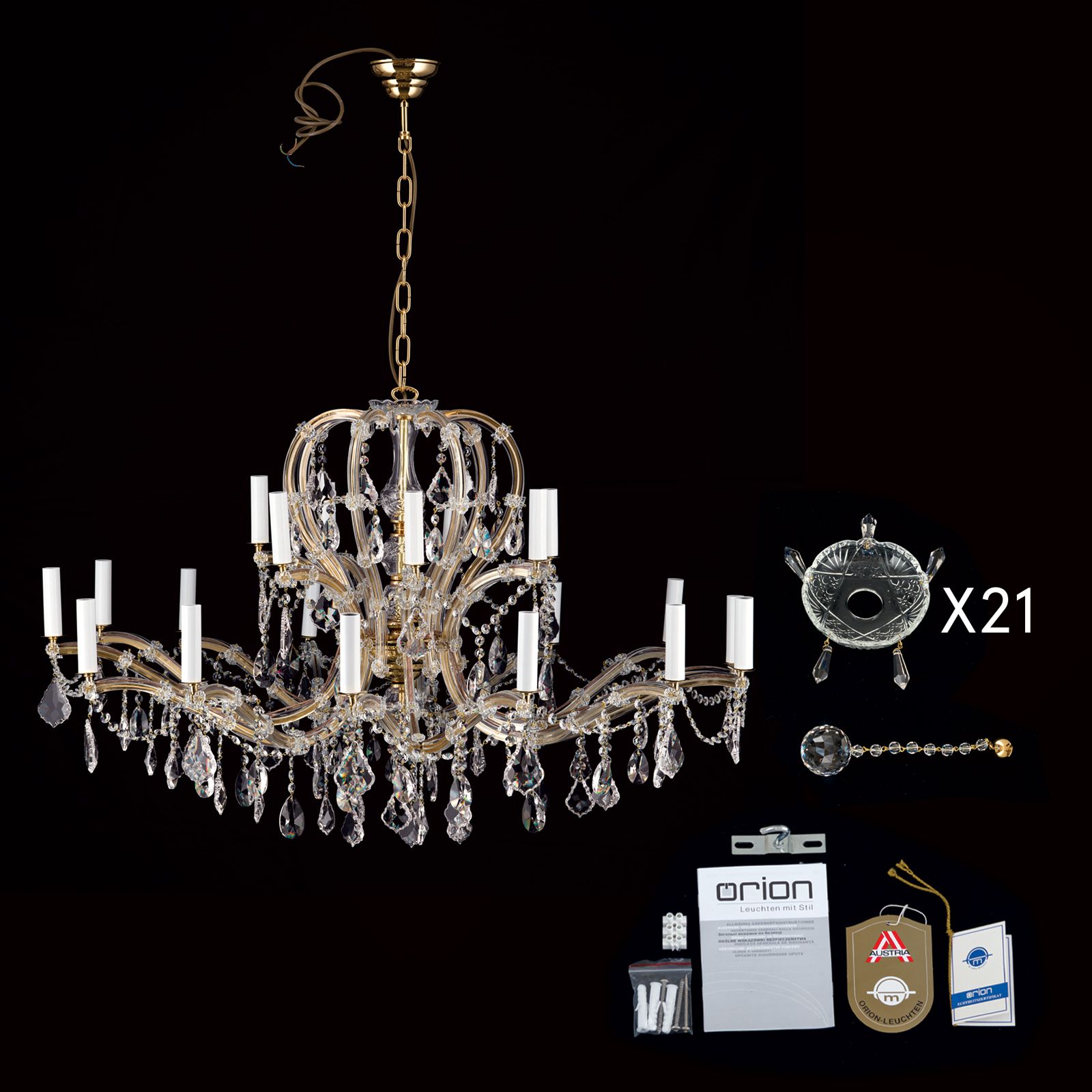 TMAFON Large Modern Crystal Wall Lights - 6 Lights Maria Theresa Wall Lamp Chandelier Light Fixtures, Gold Wall Mounted Sconce for Hotel, Living Room, Hall, Lobby