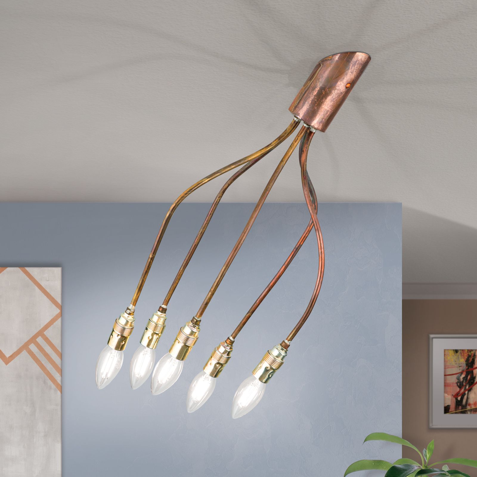 COPPY ceiling light, 5-lamps, copper