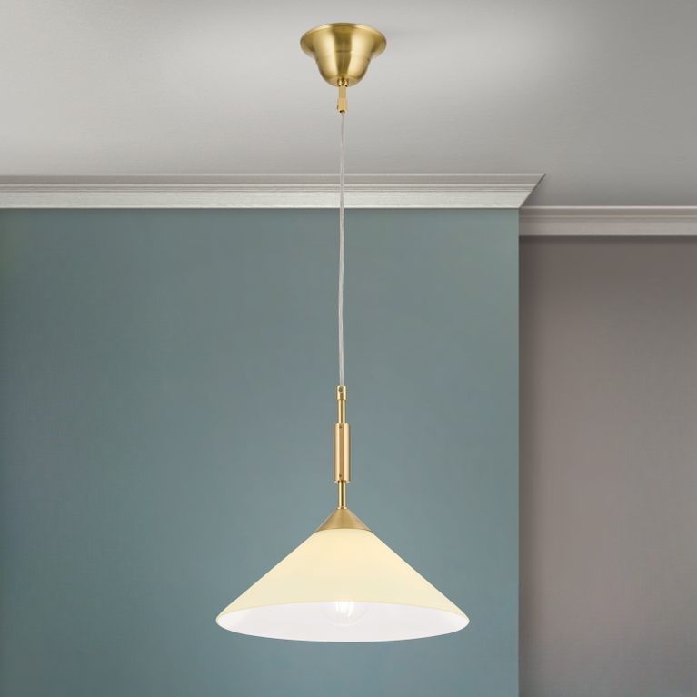 Hängeleuchte ARTDESIGN, 1-flammig, Messing matt, mit champagner-färbigem Glas, 30cm