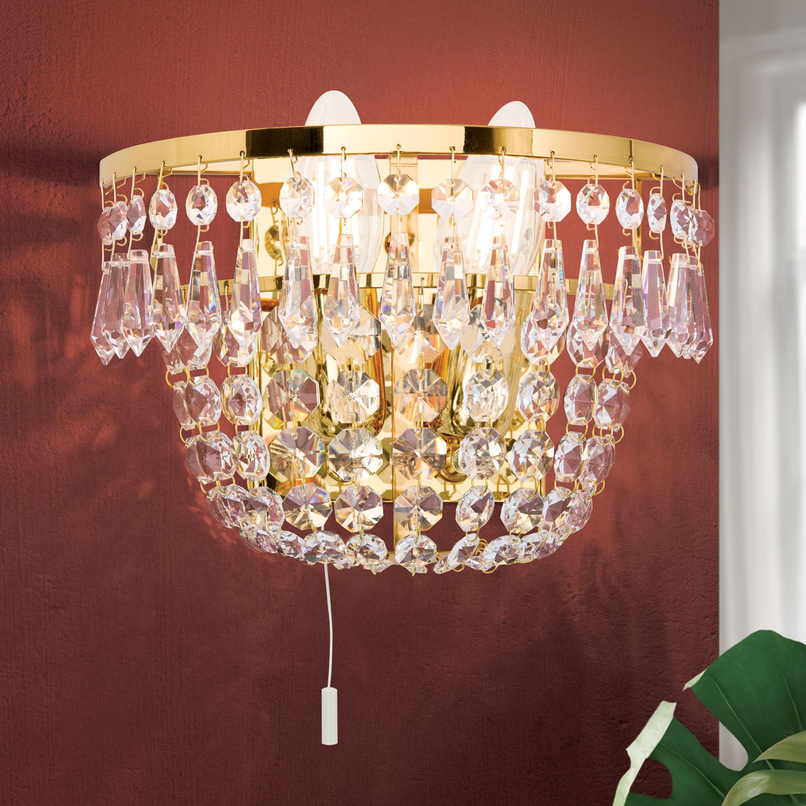 Wandleuchte SHERATON, 2-flammig, Gold, H16cm