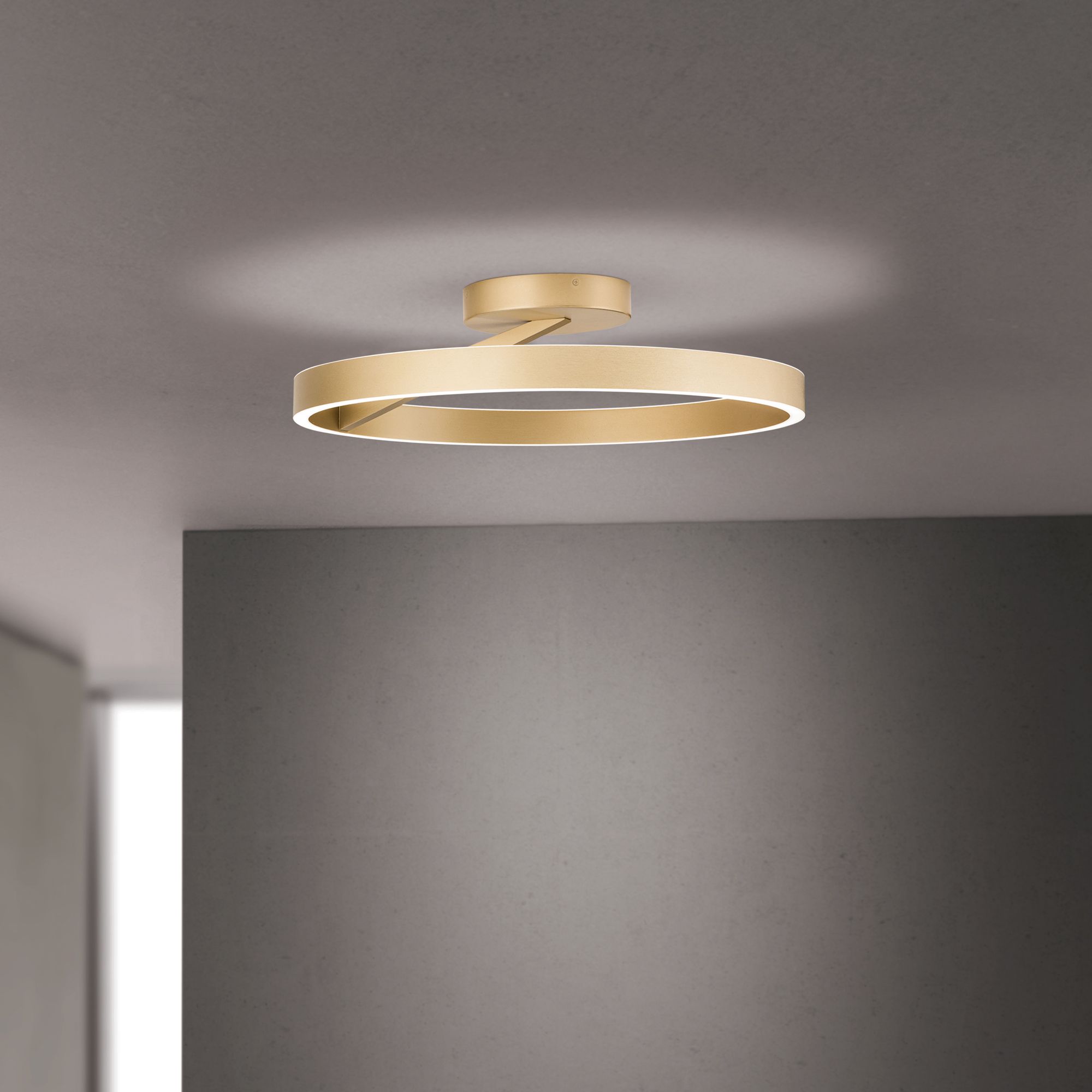 LED ceiling light KOLK, Ø 60 cm, matt gold