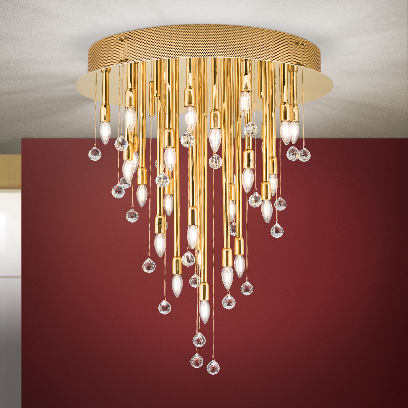 Ceiling Lamp GALAXY with 27 bulbs, 24K gold plated