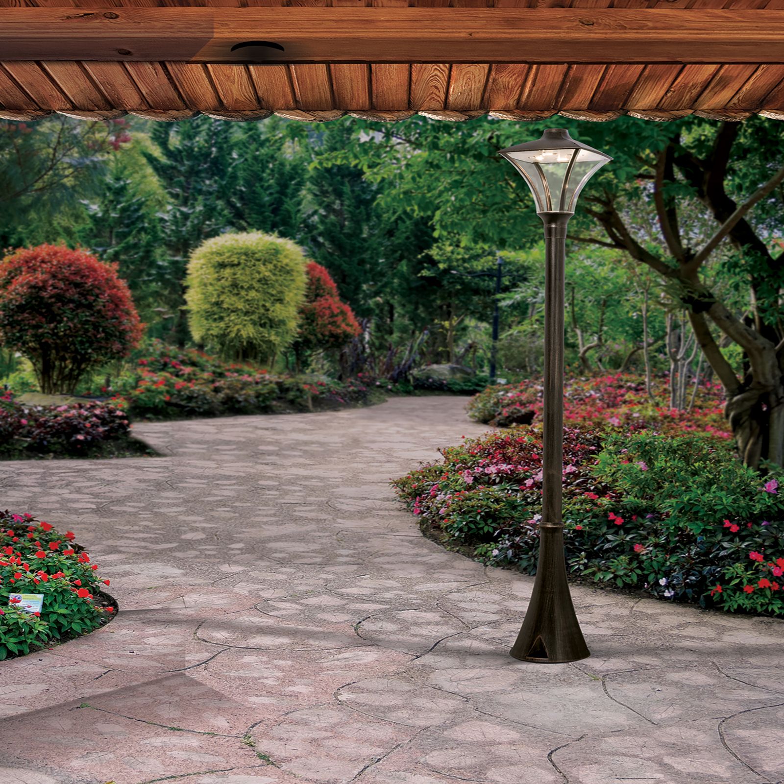 LED outdoor light DAIKO, black copper, H200cm