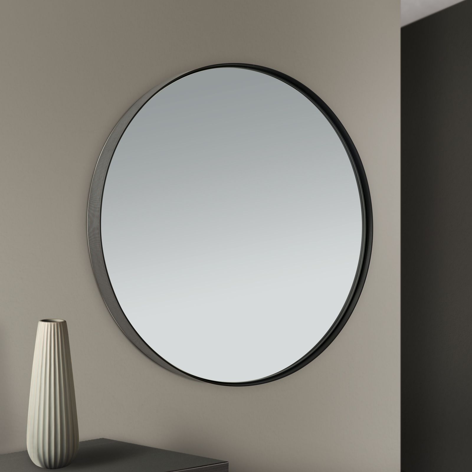 Spiegel CARLO, Ø 61cm, schwarz