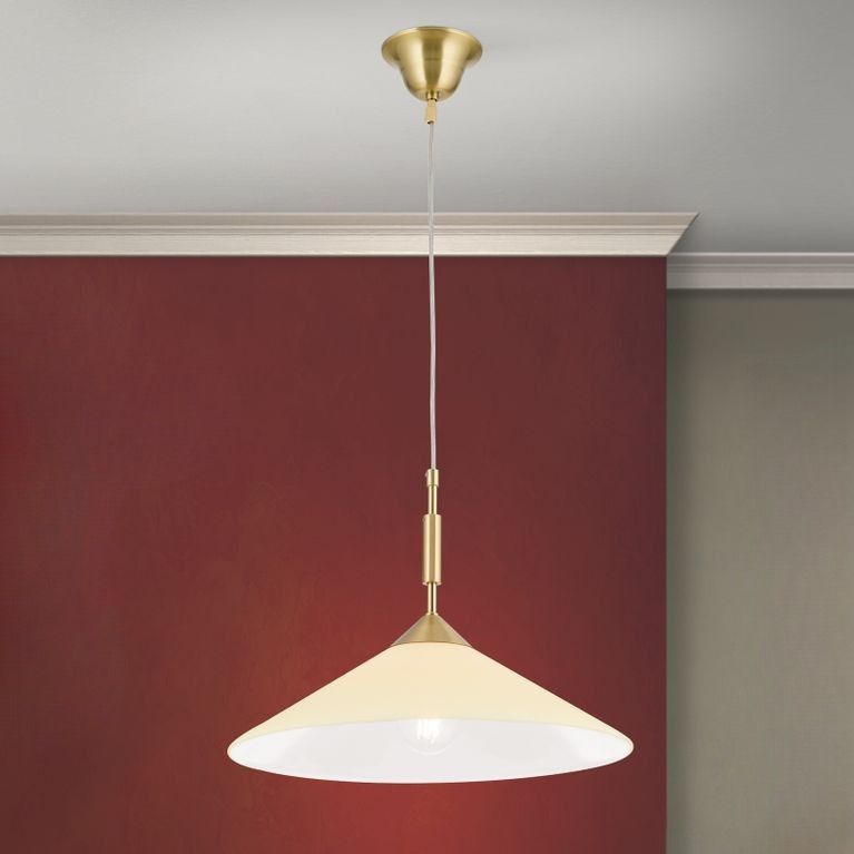 Hängeleuchte ARTDESIGN, 1-flammig, Messing matt, mit champagner-färbigem Glas, 40cm