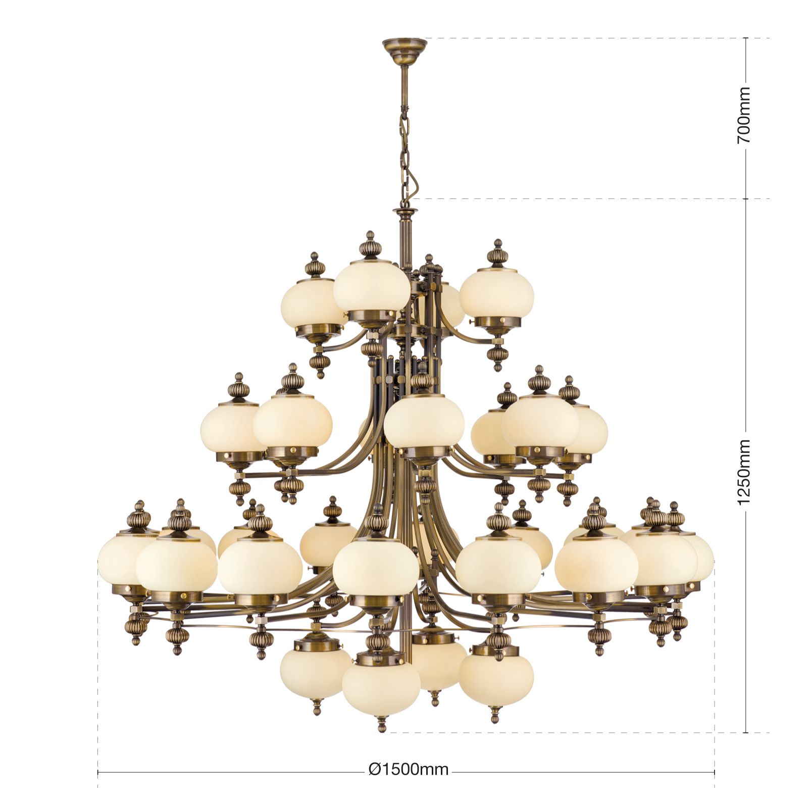 Wiener Nostalgie Chandelier, 4+16+8+4 lamps, antique brass finish