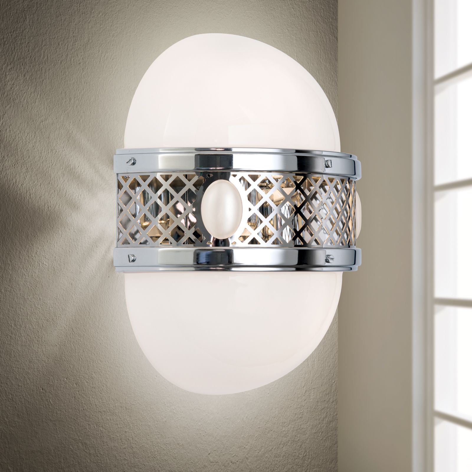 Wall Light ALT WIEN with 2 lampholders, nickel finish, H32cm