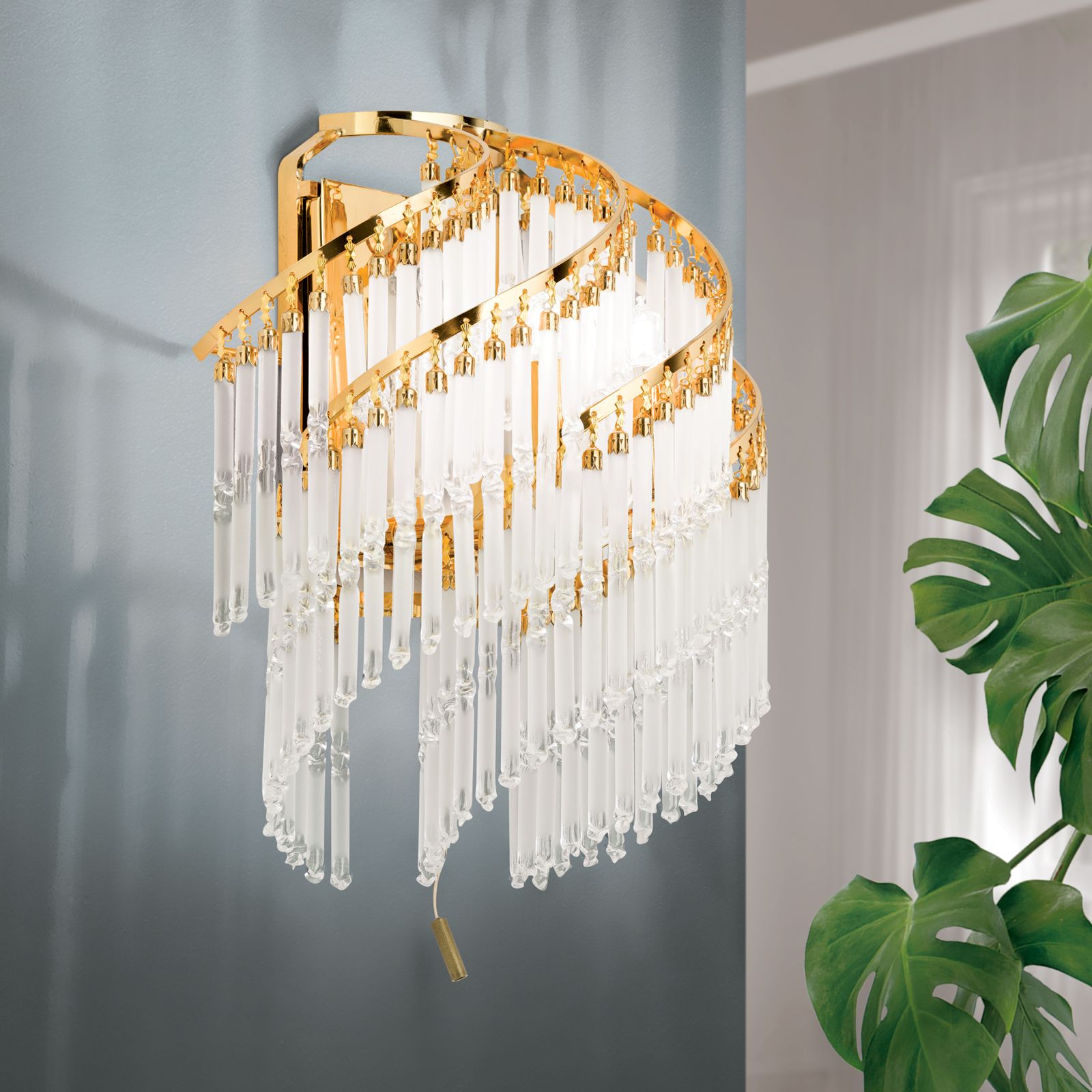 Round wall light KRISTALL KLASSISCH, 2-lamps, Gold, H24cm