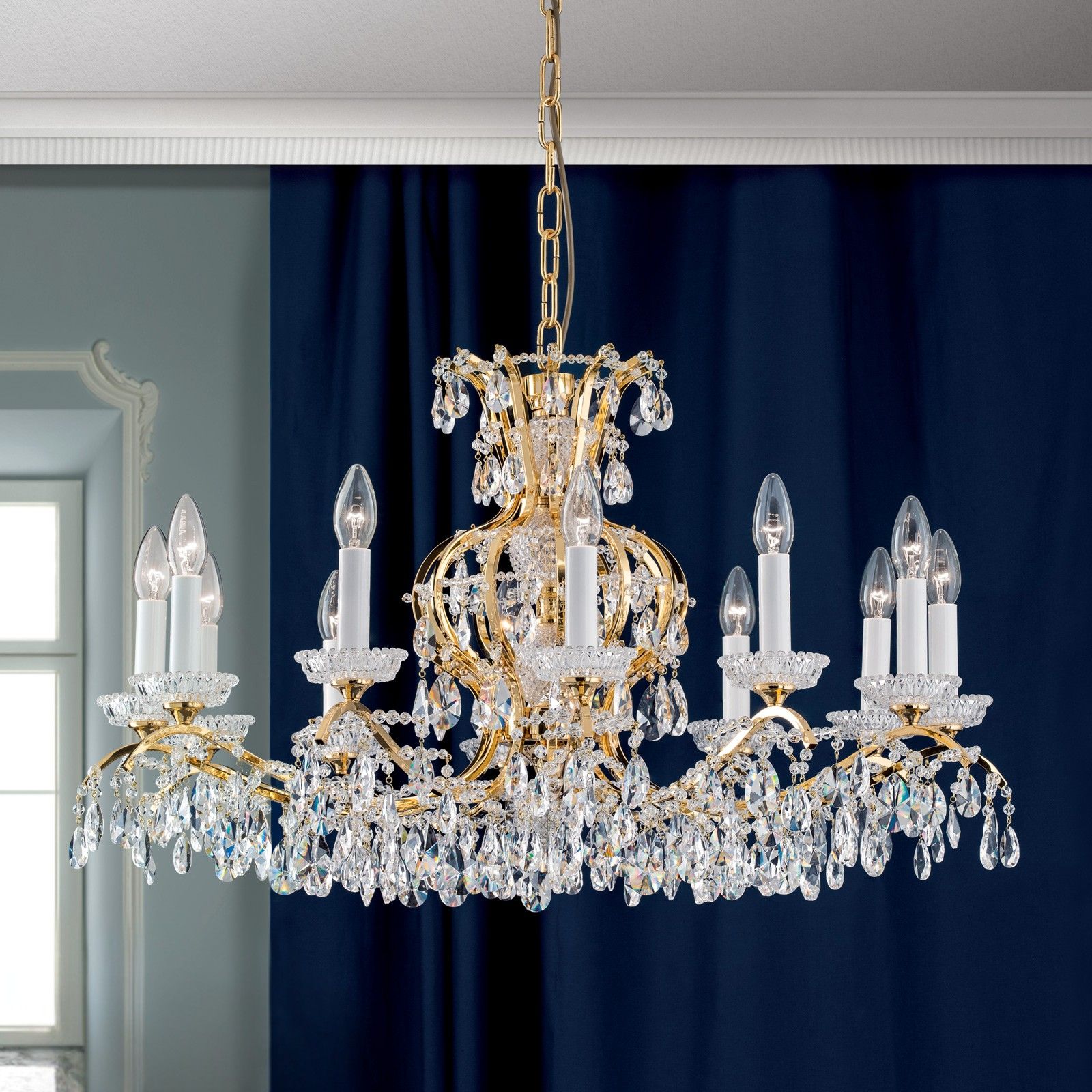 Luster HIROHITO, 12-flammig, Gold