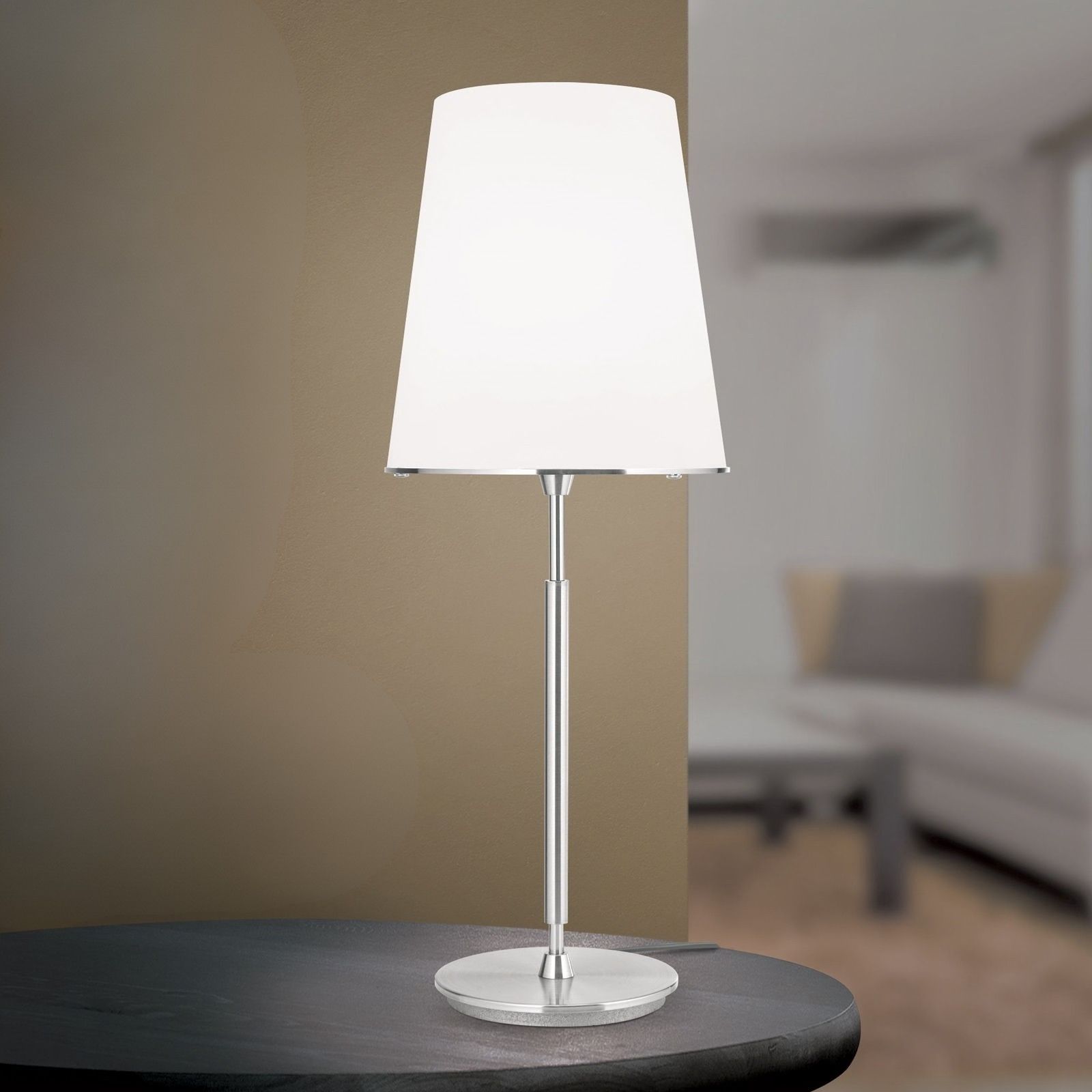Table lamp KONUS, 3 lampholders, satin chrome finish