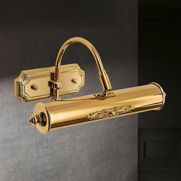 BILDERLEUCHTE, 1+1-flammig, Gold, mit Zierelementen