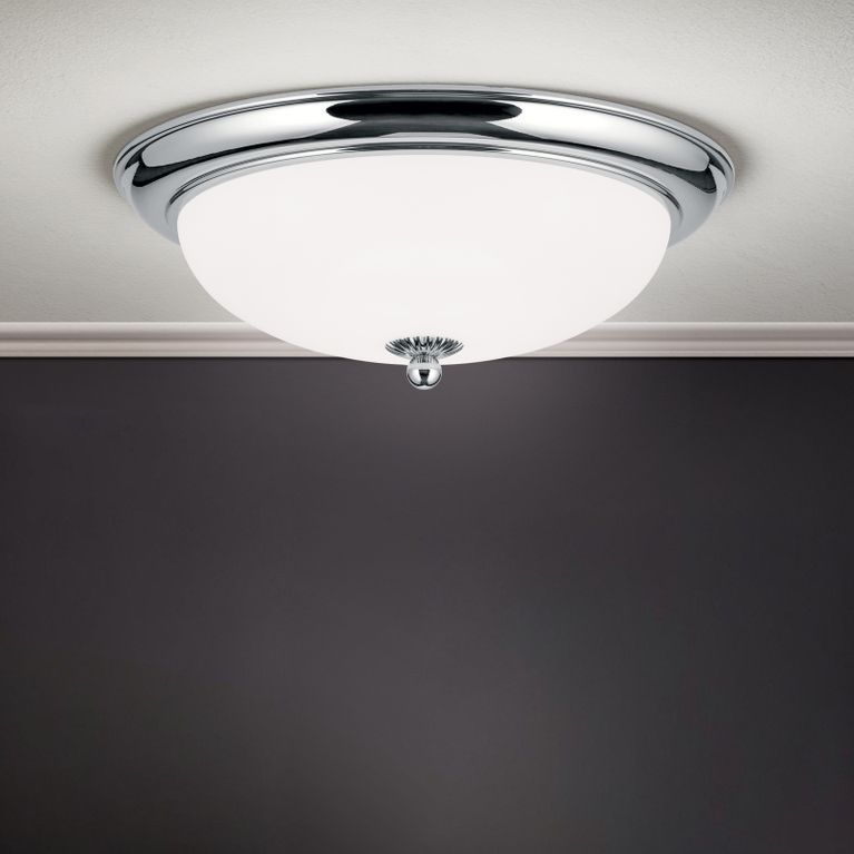 Ceiling light Empire, CHROM, with opal matt glass, with knob, 35cm