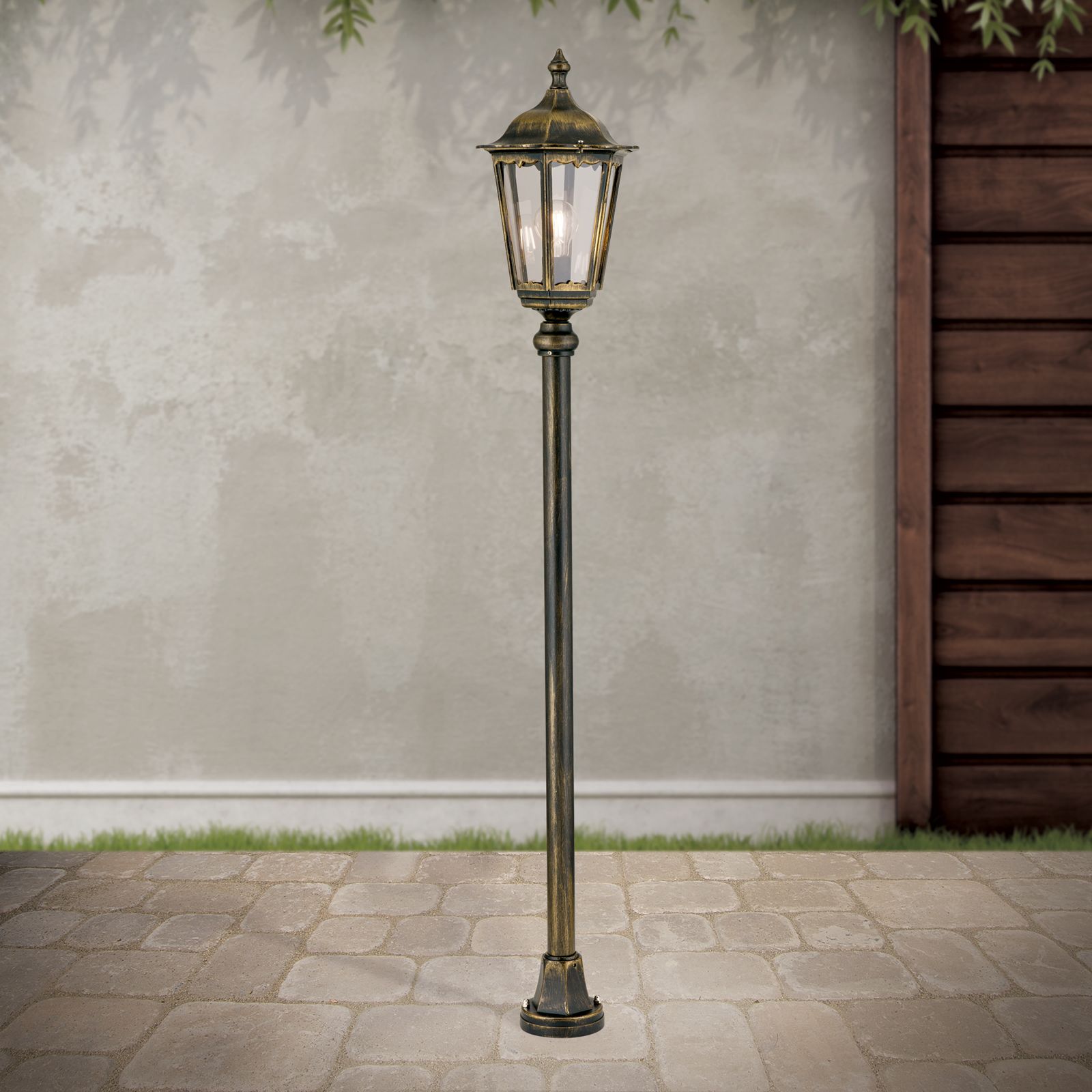 Außenleuchte PUCHBERG, Schwarz-Gold, H140cm