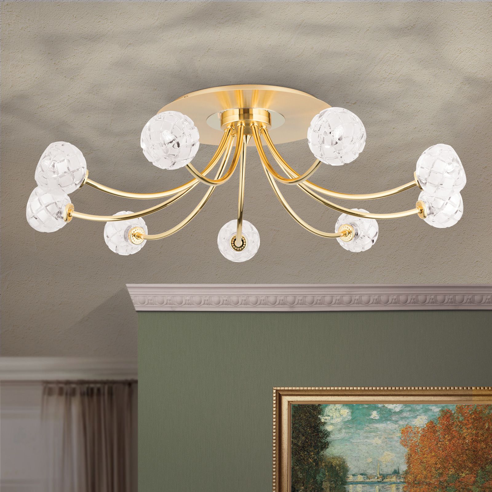 Deckenleuchte MADERNO, 9-flammig, Gold-matt