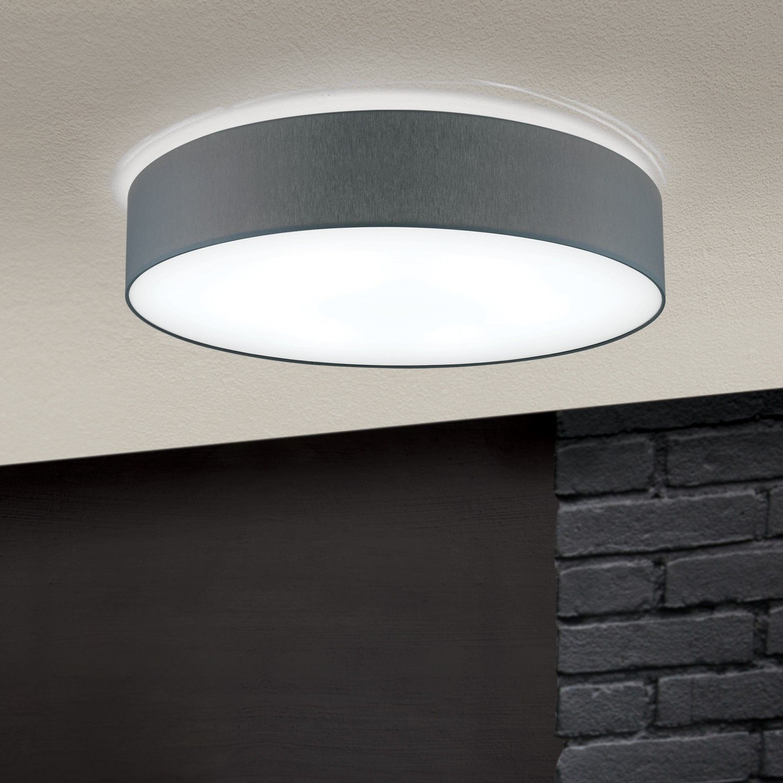 LED-Deckenleuchte SHADE, mit zylindrischem, grauem Schirm, Ø 40cm