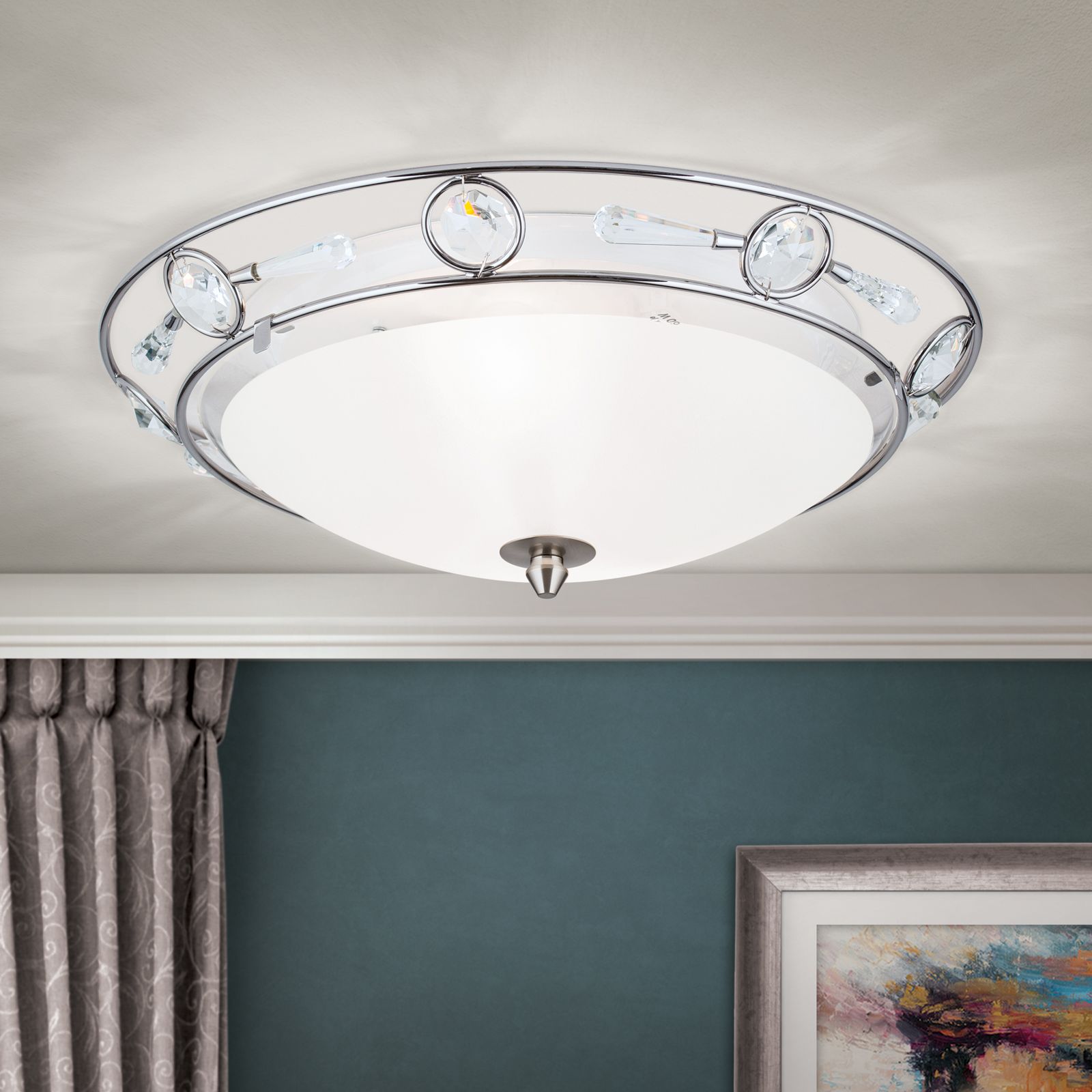 Deckenleuchte OPALDESIGN, Satin, mit klar mattem Glas, 38cm