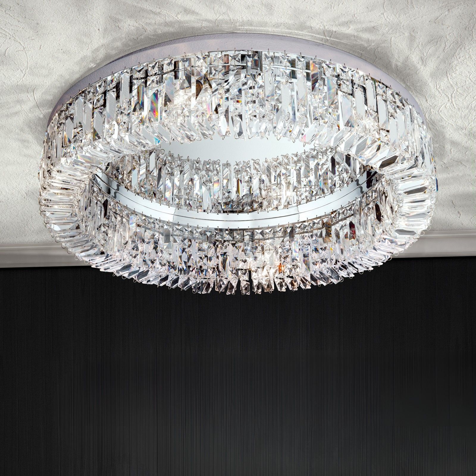 Crystal ceiling light RING, 6-flames, chrome