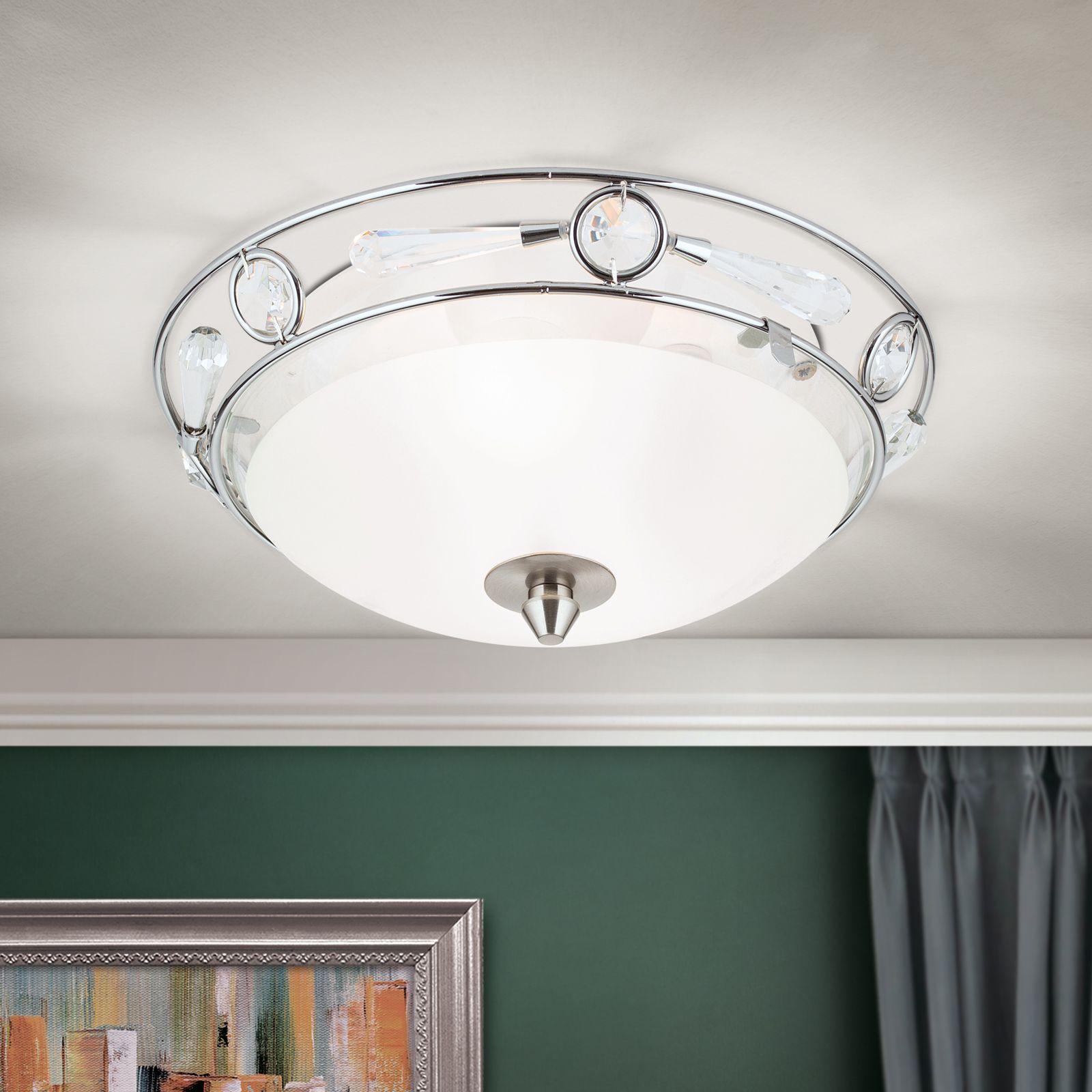 Deckenleuchte OPALDESIGN, Satin, mit klar mattem Glas, 25cm