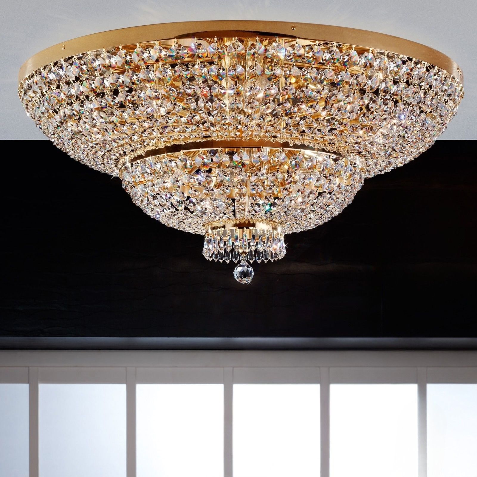 Sheraton ceiling light, 105cm, 24K gold plated