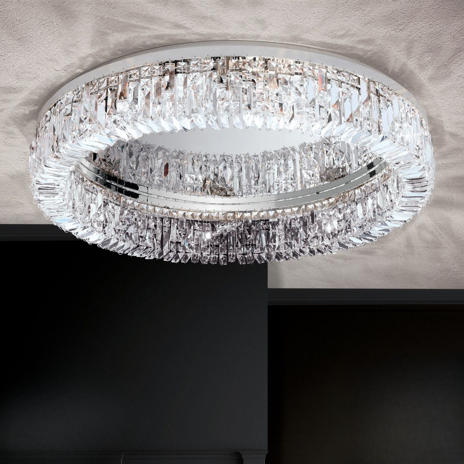 RING ceiling light, 75cm, chrome plated