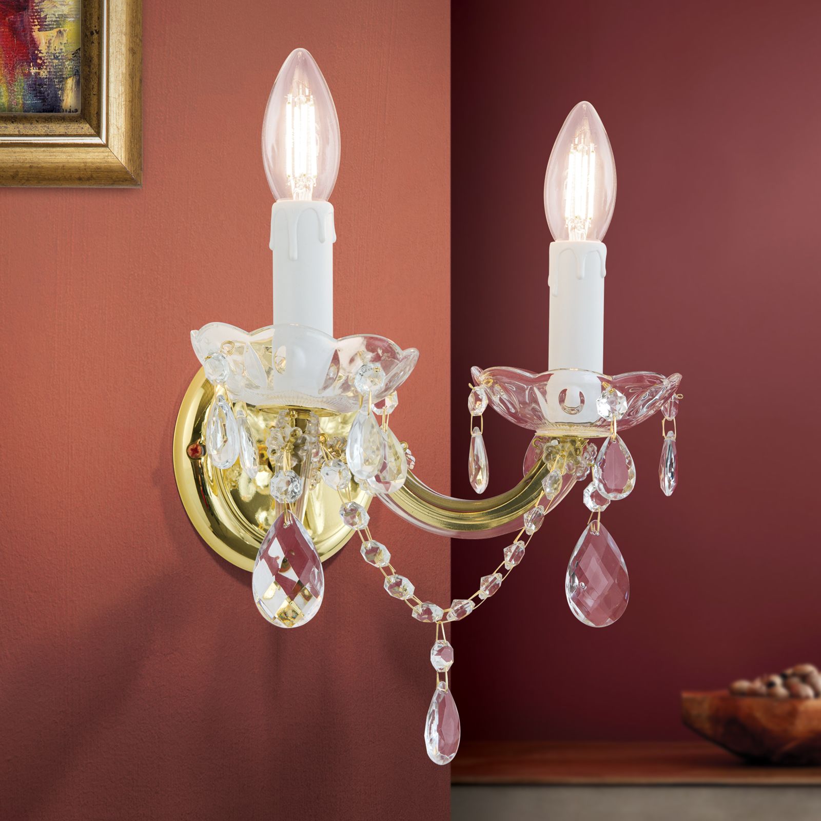 Wall light MARIE CLAIRE, 2-flames, gold