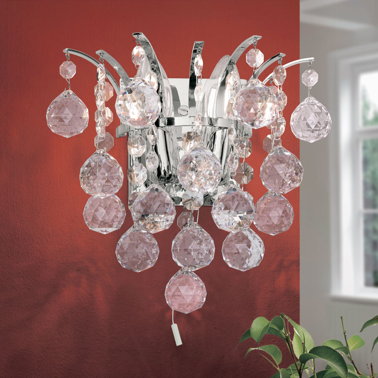 Wandleuchte KRISTALL KLASSISCH, 2-flammig, Chrom