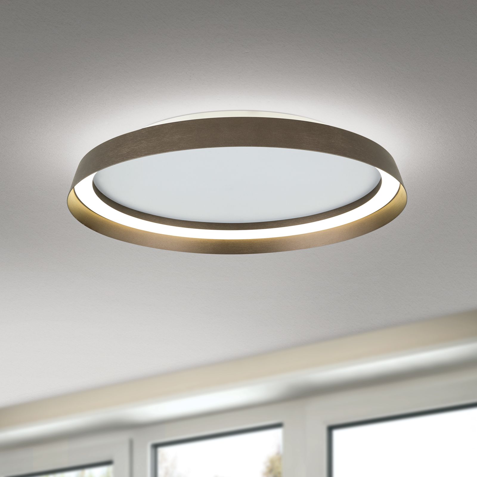 LED stropní svítidlo MANTA, Ø 45 cm, bronzová