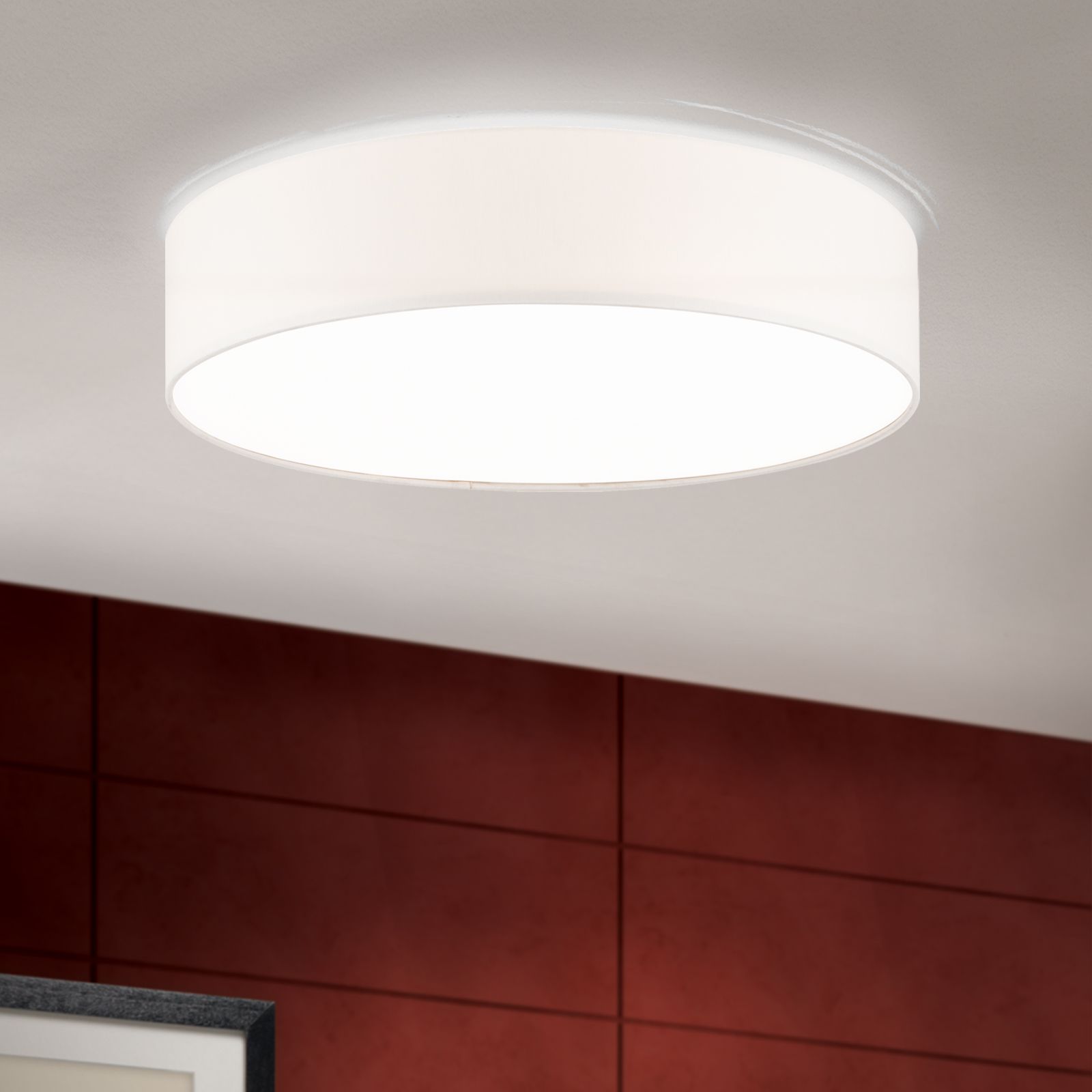 LED-Deckenleuchte SHADE, mit zylindrischem, weißem Schirm, Ø 40cm