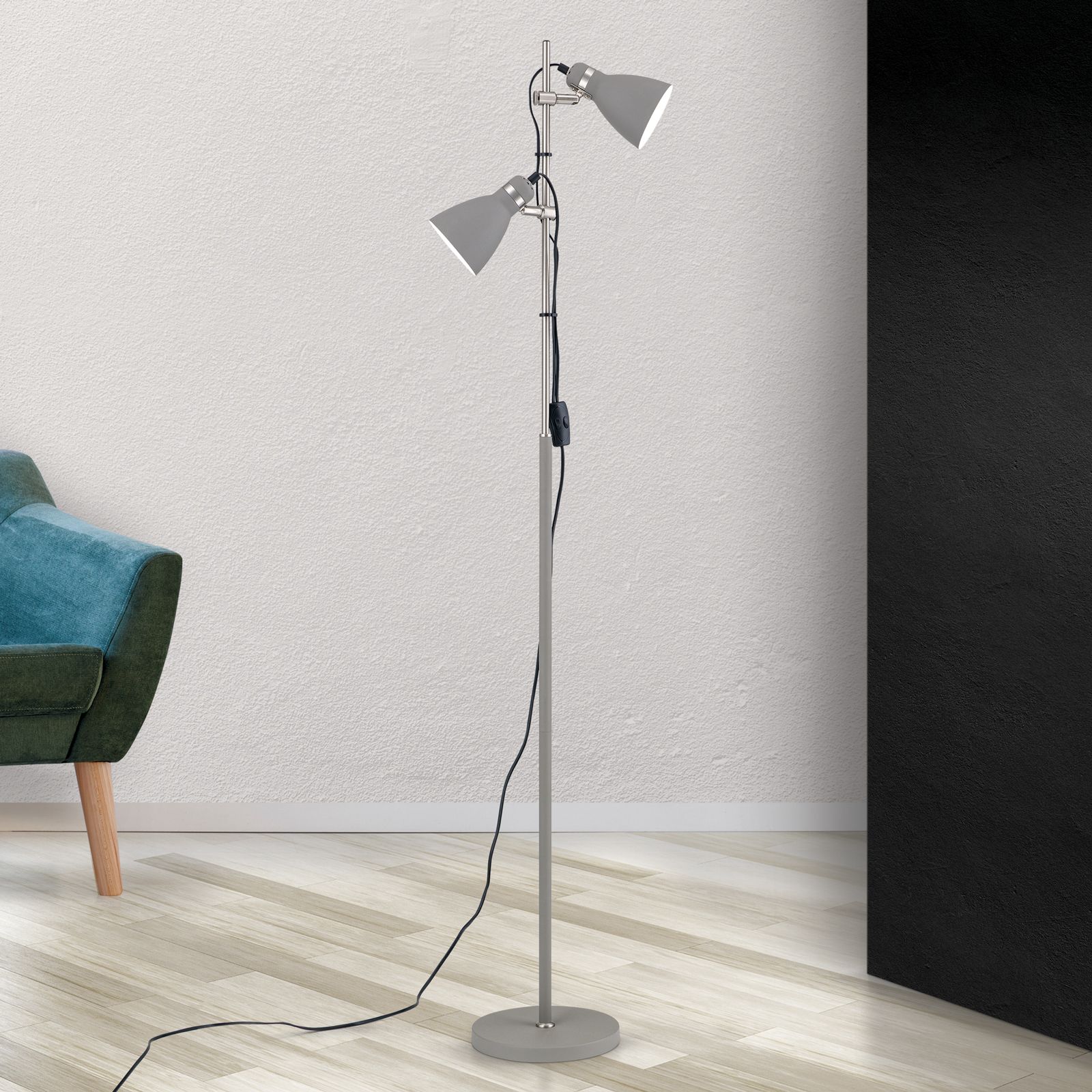 Floor light SCHOOL with 2 heads, grey finish