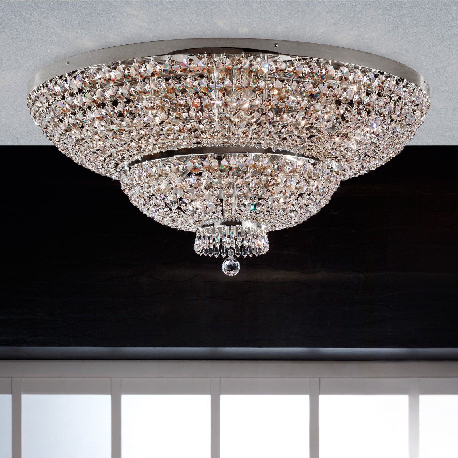 Ceiling chandelier SHERATON, chrome, 90 cm