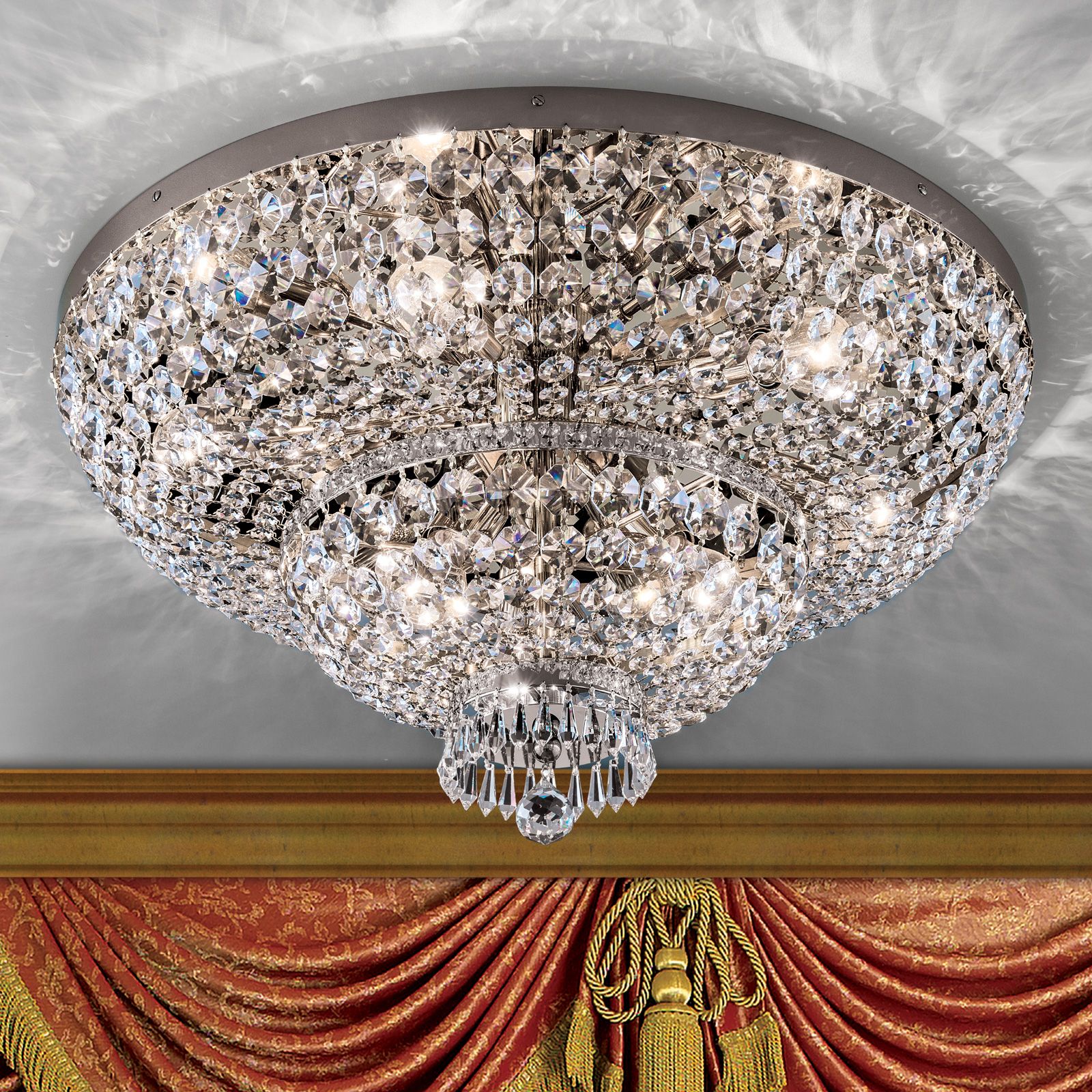 Ceiling chandelier SHERATON, chrome, 70 cm
