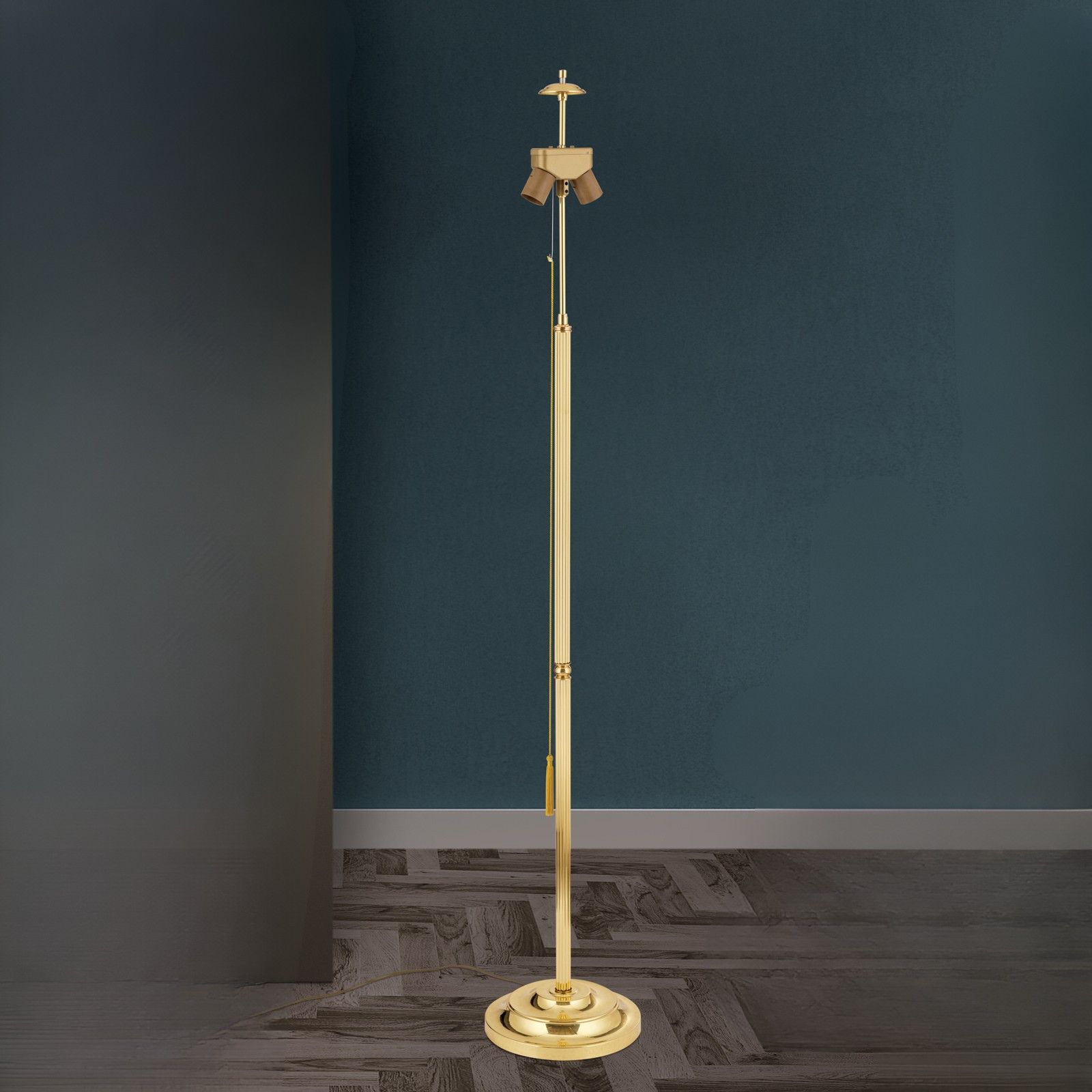 Floor lamp, brass brilliant, without shade, 155,5 cm