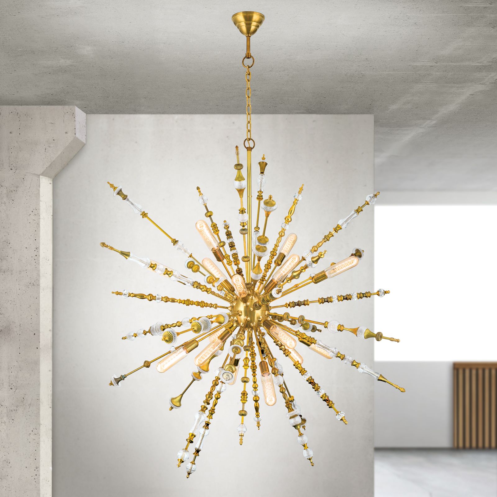 Chandelier BAROCOCO, 16-lamps, brass