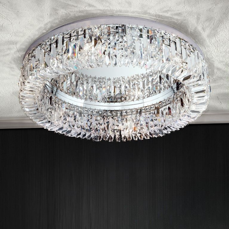 Kristalldeckenleuchte RING, 6-flammig, Chrom