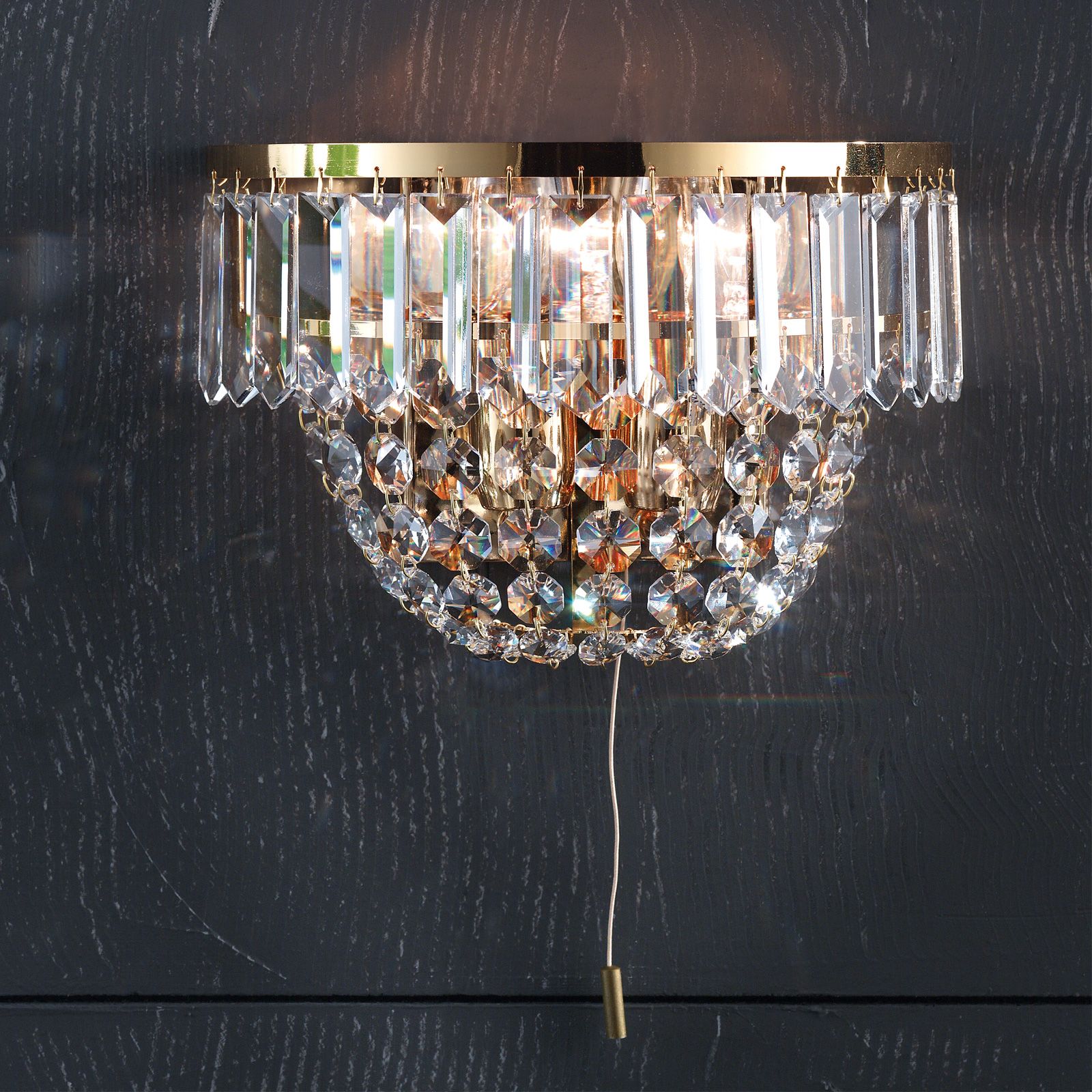 Crystal wall light SATURN, gold finish