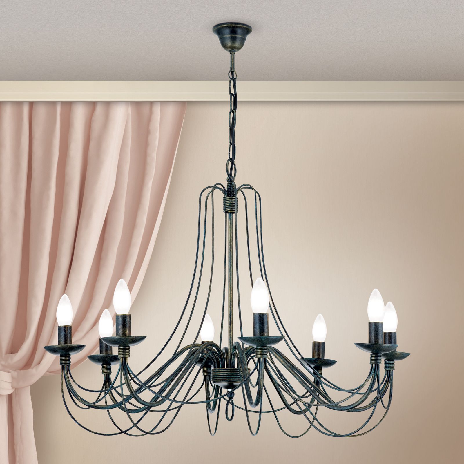 Chandelier VELA, 8-flames, Antique