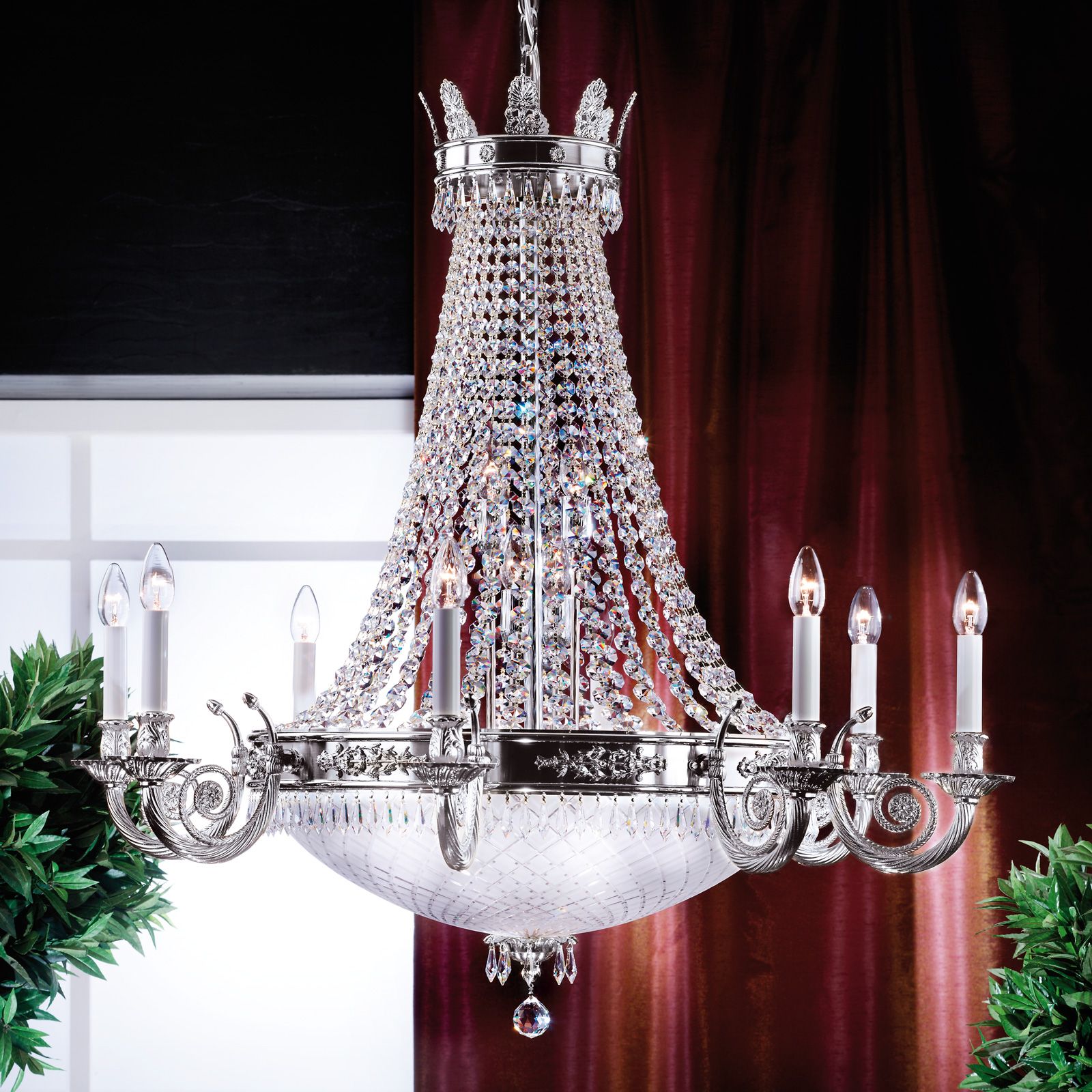 Kronleuchter EMPIRE CRYSTAL, 20-flammig, altsilber