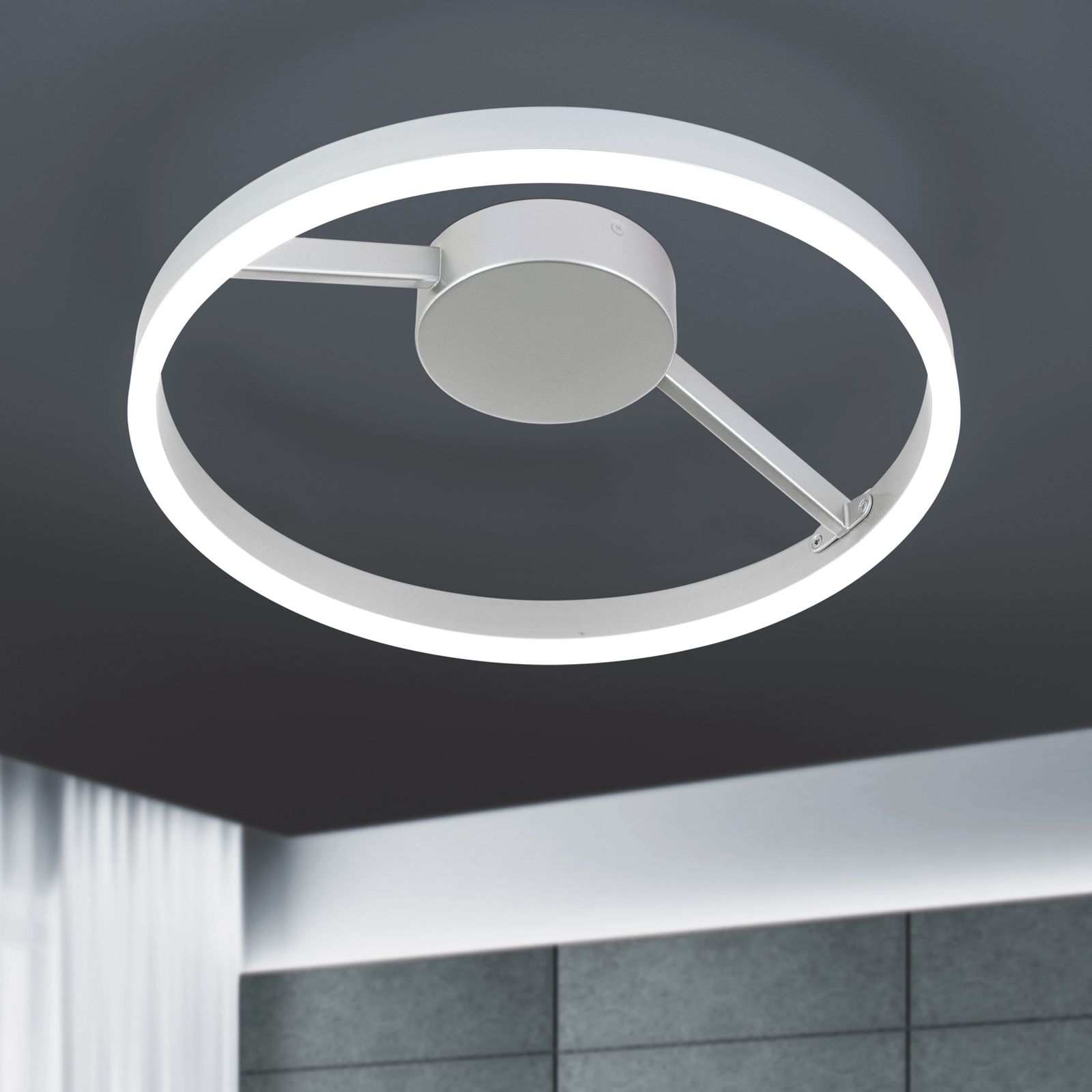 LED ceiling light VLOTTER, dimmable, titanium, Ø 40cm